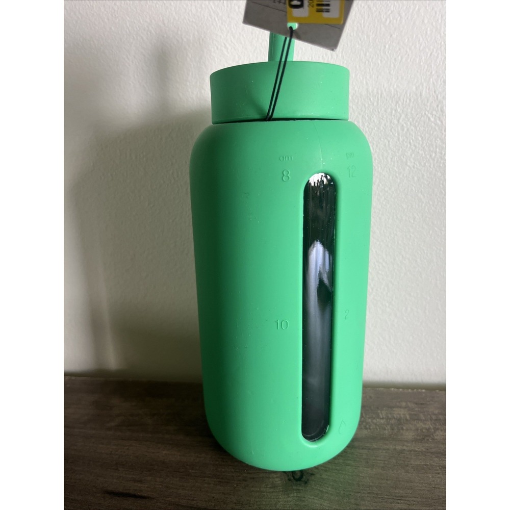 Bink 27 Oz. Day Water Bottle Straw Cap Emerald Green Glass Silicone Cover - Picture 3 of 4